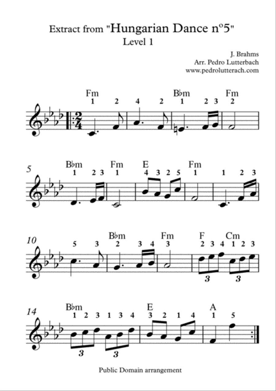 Hungarian Dance nº5 - Brahms Easy Piano scores gallery preview page 1