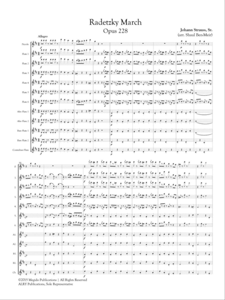 Radetzky March for Flute Orchestra Flute Choir scores gallery preview page 2