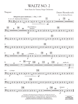 Waltz No. 2 (from Suite for Variety Stage Orchestra) (arr. Brown) - Timpani