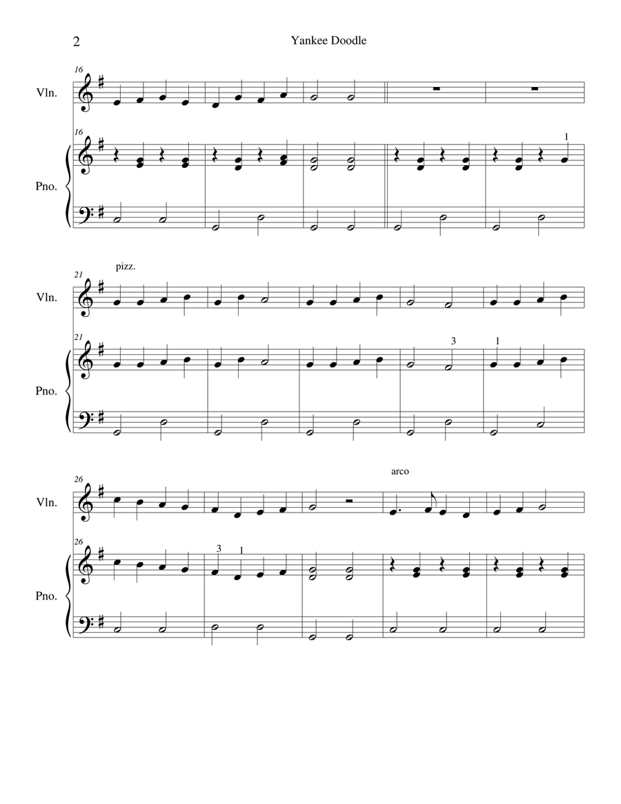 Yankee Doodle Violin Solo scores gallery preview page 2