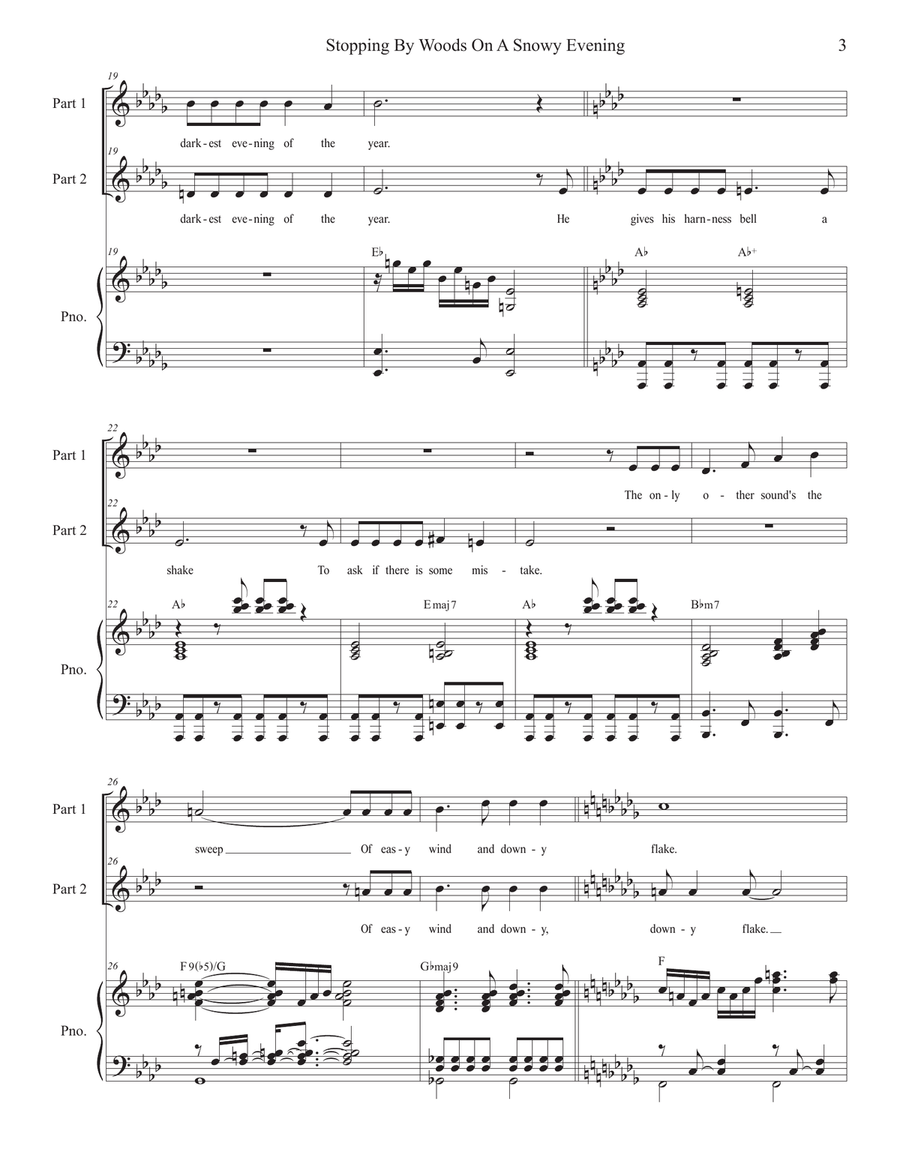 Stopping By Woods On A Snowy Evening (2-part choir) 2-Part scores gallery preview page 3