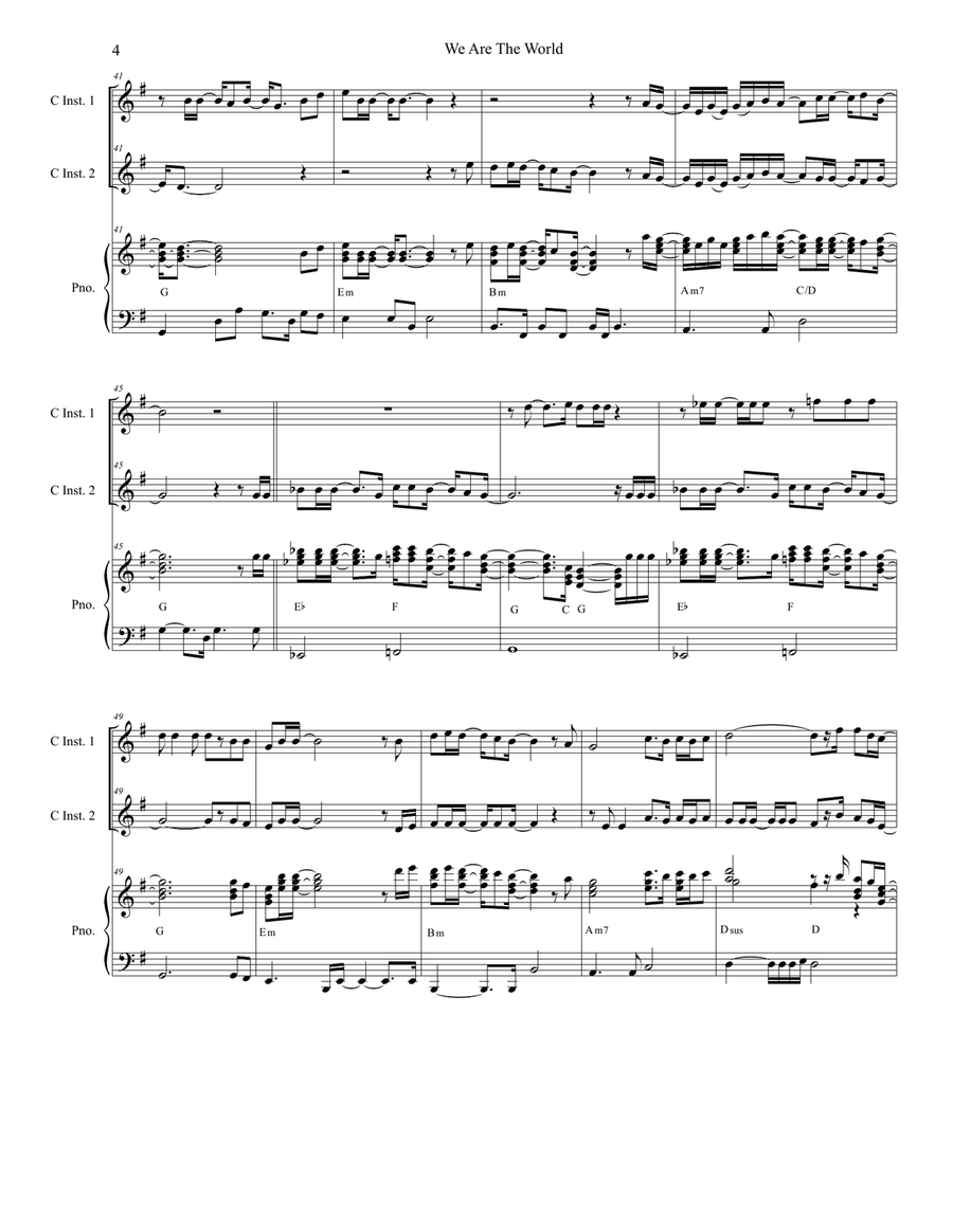 We Are The World Flute scores gallery preview page 4
