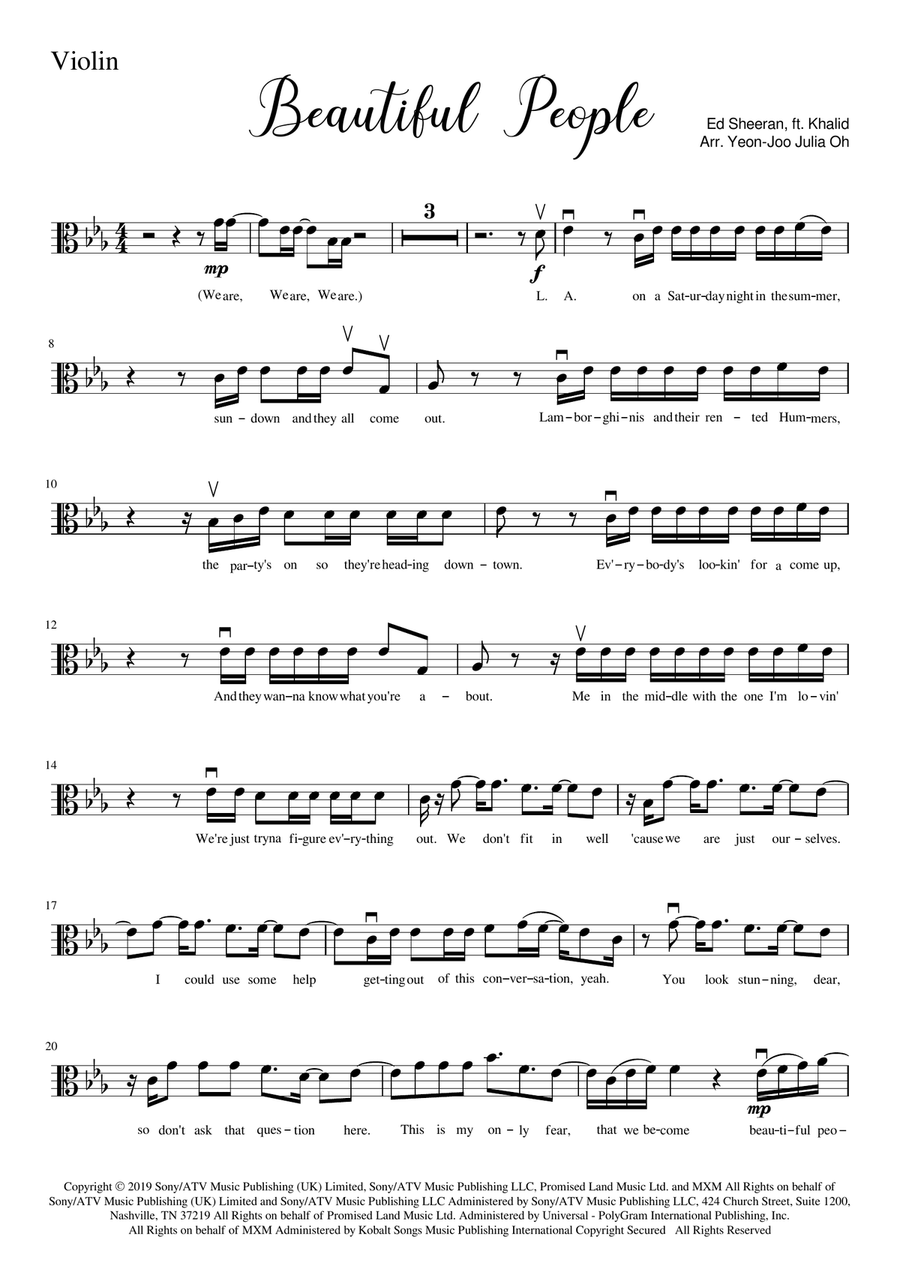 Beautiful People Beautiful People Viola Solo scores gallery preview page 1