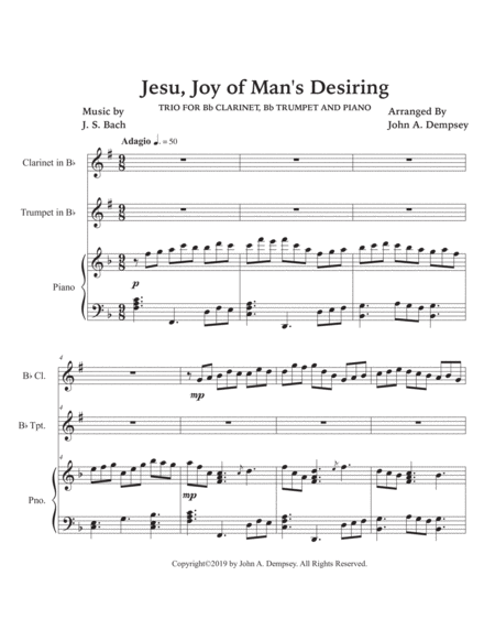Jesu, Joy of Man's Desiring (Trio for Clarinet, Trumpet and Piano) image number null