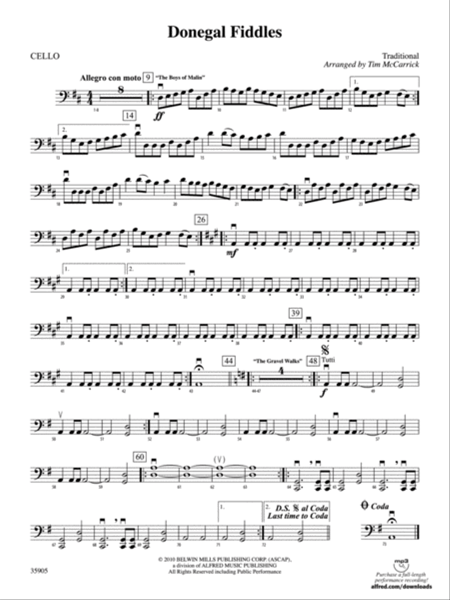 Donegal Fiddles: Cello String Orchestra scores gallery preview page 1