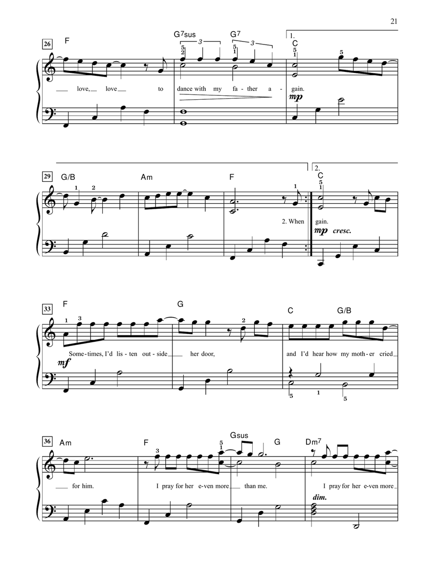 Dance With My Father Easy Piano scores gallery preview page 3