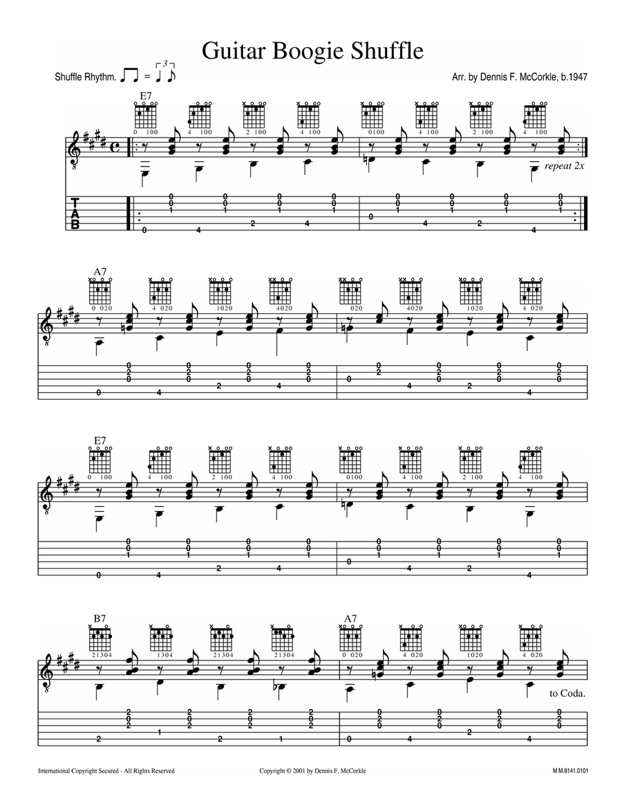 Guitar Boogie Shuffle Acoustic Guitar scores gallery preview page 2