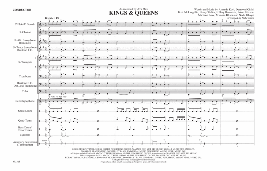 Kings & Queens: Score Marching Band scores gallery preview page 1