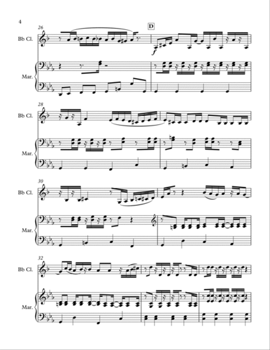 Tunisia for Clarinet and Bass Marimba Clarinet scores gallery preview page 4