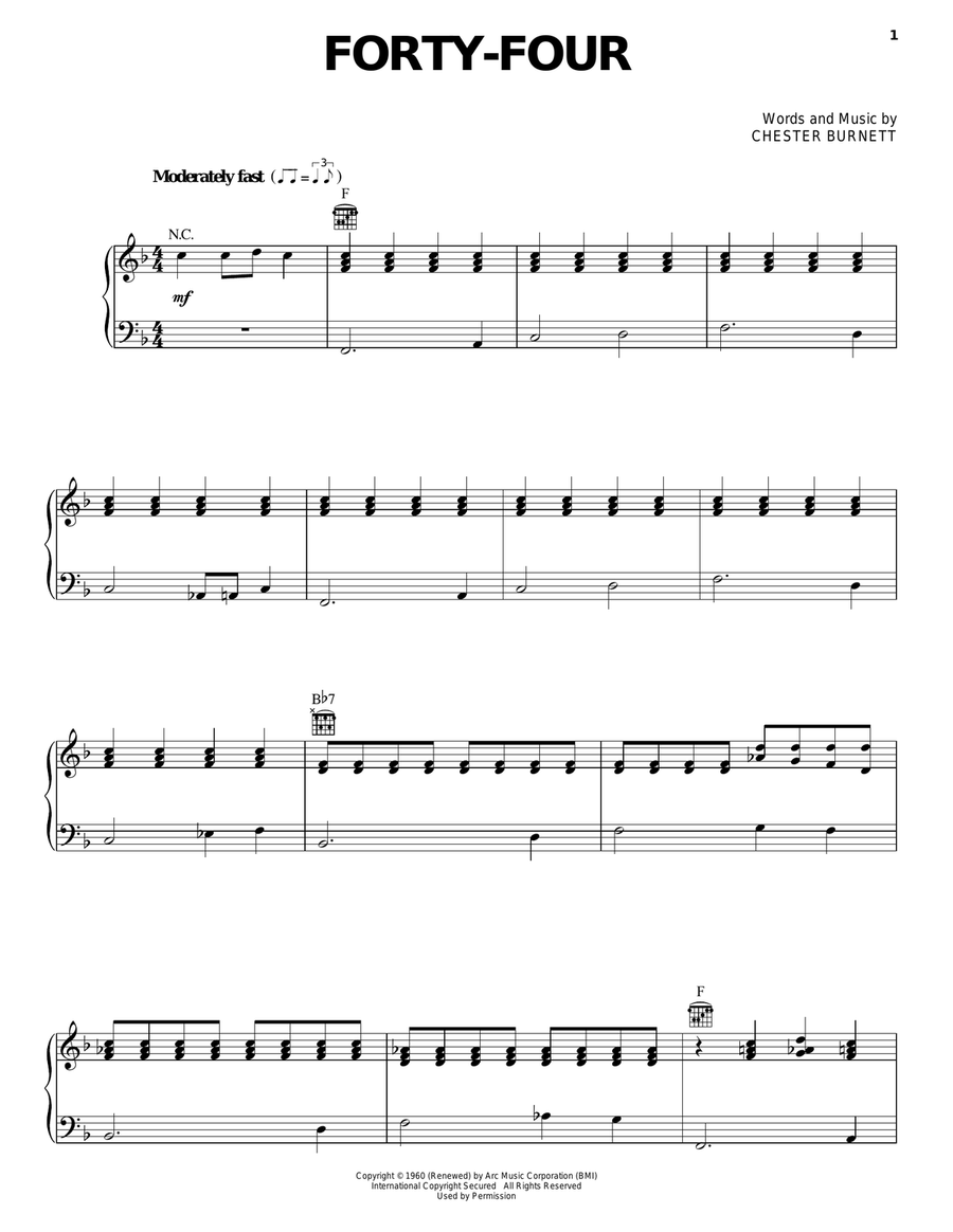 Forty-Four by Howlin' Wolf Piano, Vocal, Guitar - Digital Sheet Music