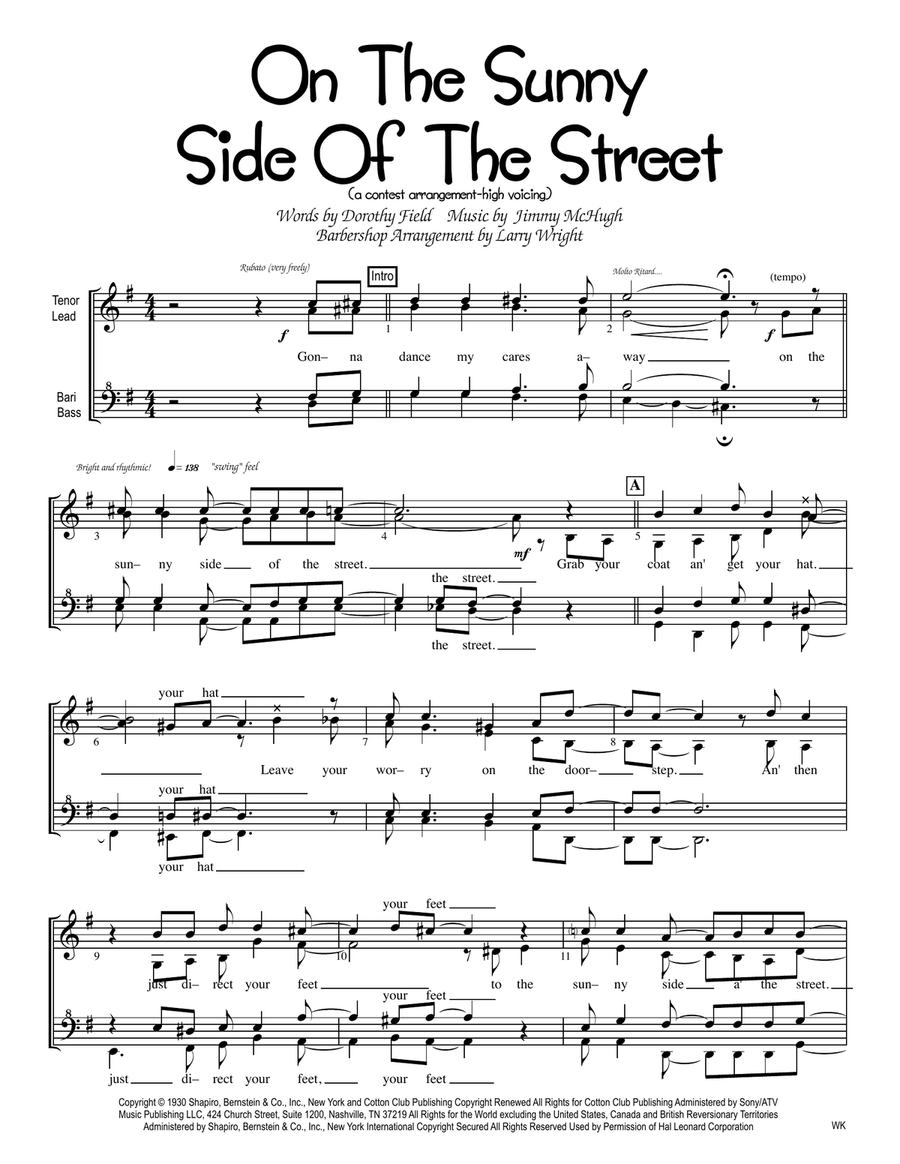On The Sunny Side Of The Street SSAA scores gallery preview page 1