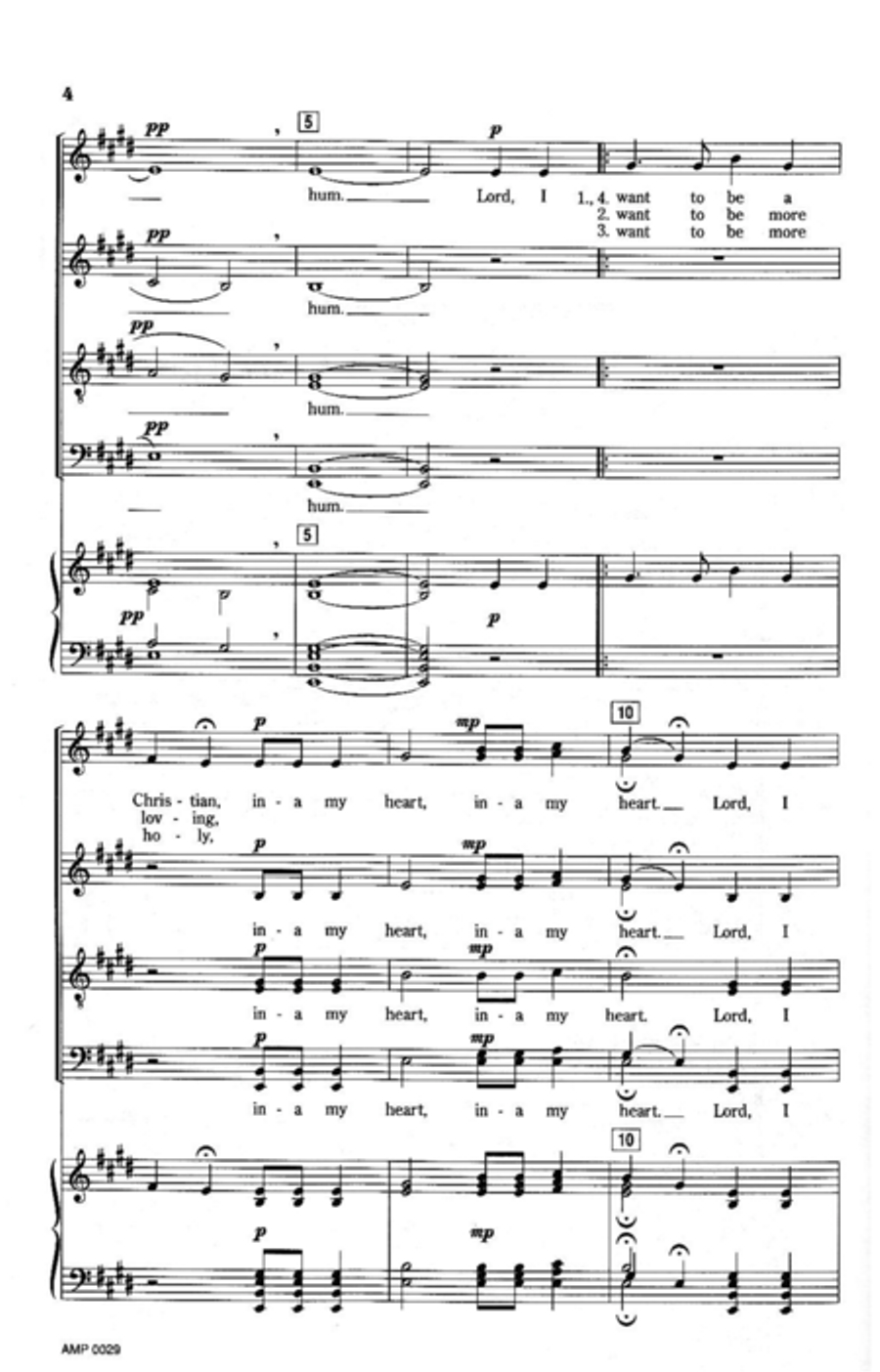 Lord, I Want to Be a Christian 4-Part scores gallery preview page 5