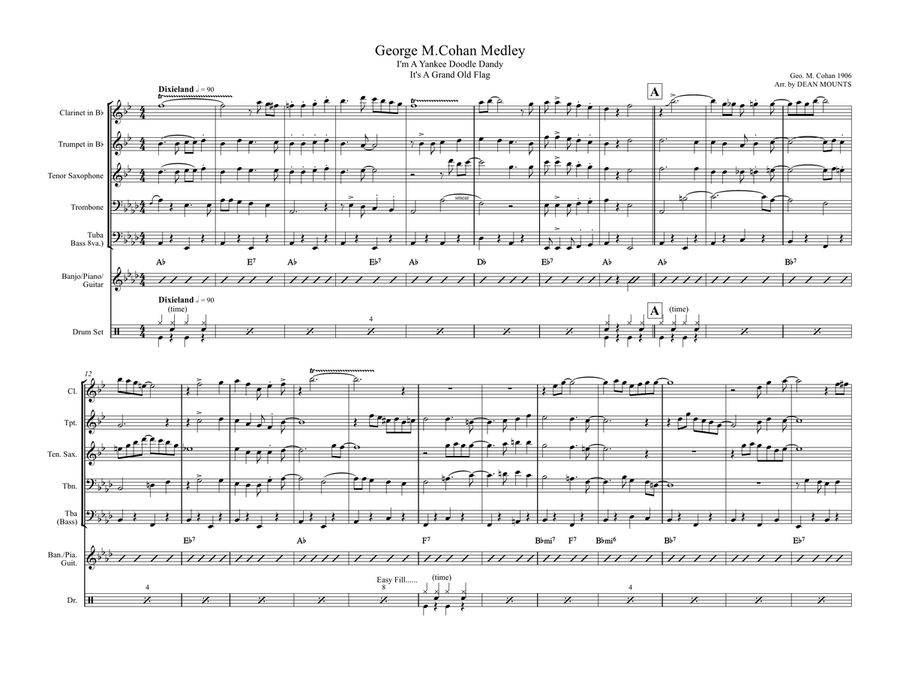 George M. Cohan Medley (I'm A Yankee Doodle Dandy/You're a Grand Old Flag) Jazz Ensemble scores gallery preview page 1