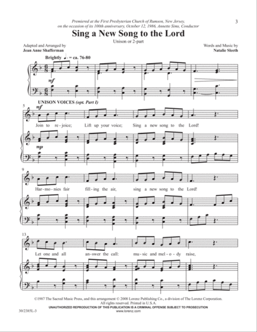 Simply Natalie Sleeth Unison Choir scores gallery preview page 4