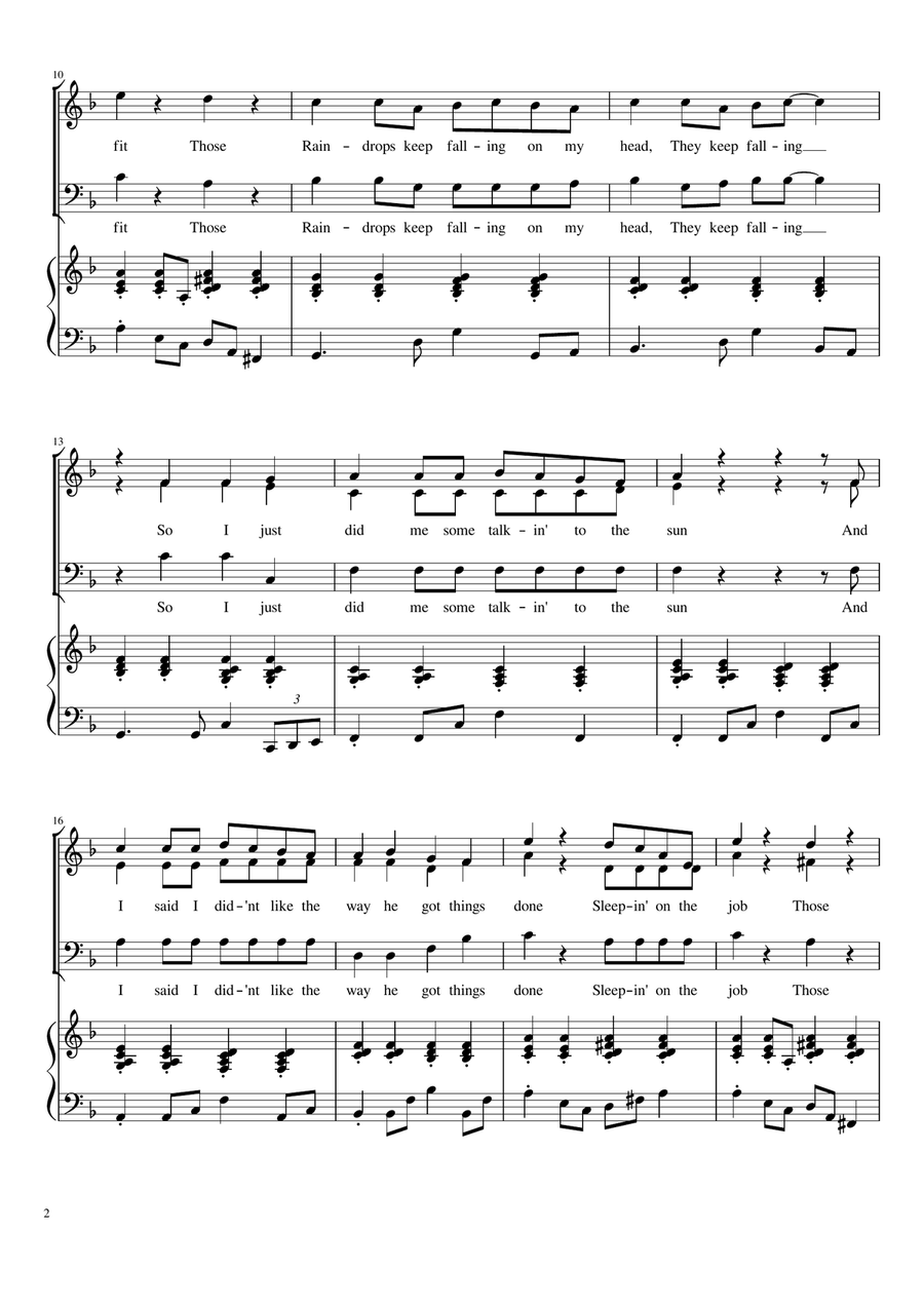 Raindrops Keep Fallin' On My Head 3-Part scores gallery preview page 2