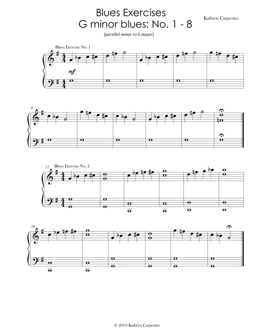 Blues Exercises No. 1-8 (G minor)