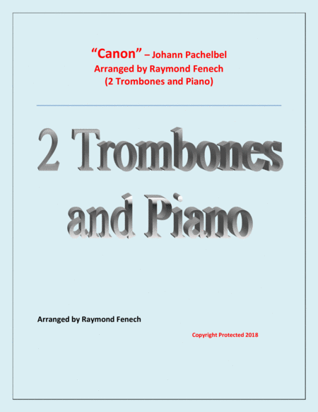 Canon - Johann Pachebel - 2 Trombones and Piano - Intermediate/Advanced Intermediate level image number null