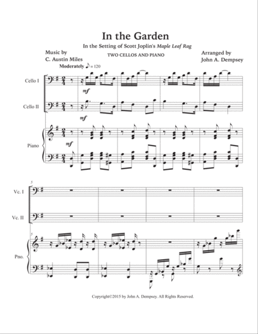 In the Garden / Maple Leaf Rag (Trio for Two Cellos and Piano) String Duet scores gallery preview page 5