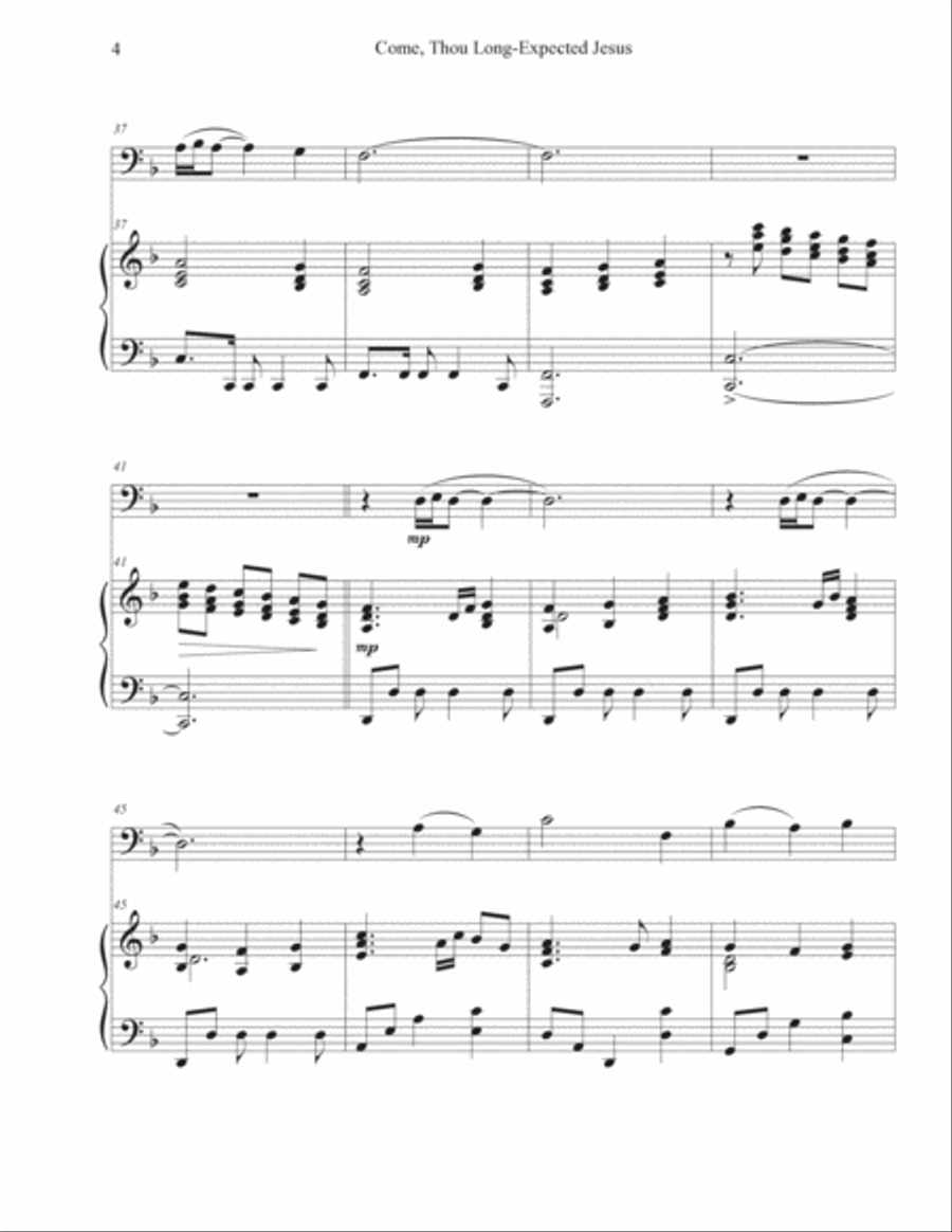 Come, Thou Long-Expected Jesus (Cello-Piano) Piano scores gallery preview page 4