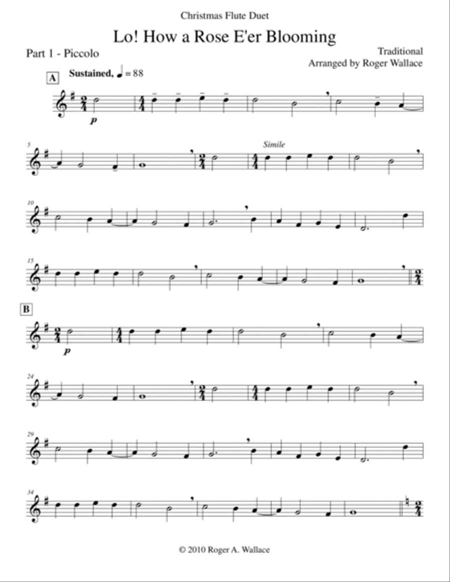 Lo! How a Rose E'er Blooming (Flute Duet) Flute Duet scores gallery preview page 4