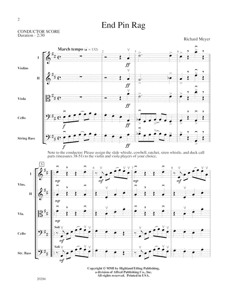 End Pin Rag (Cello and Bass Section Feature): Score