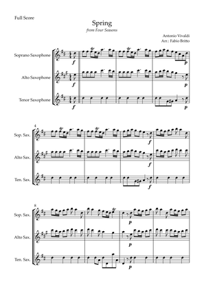 Spring (from Four Seasons of Antonio Vivaldi) for Saxophone Trio