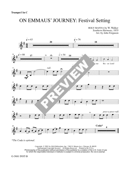 On Emmaus Journey: Festival Setting - Instrument edition B
