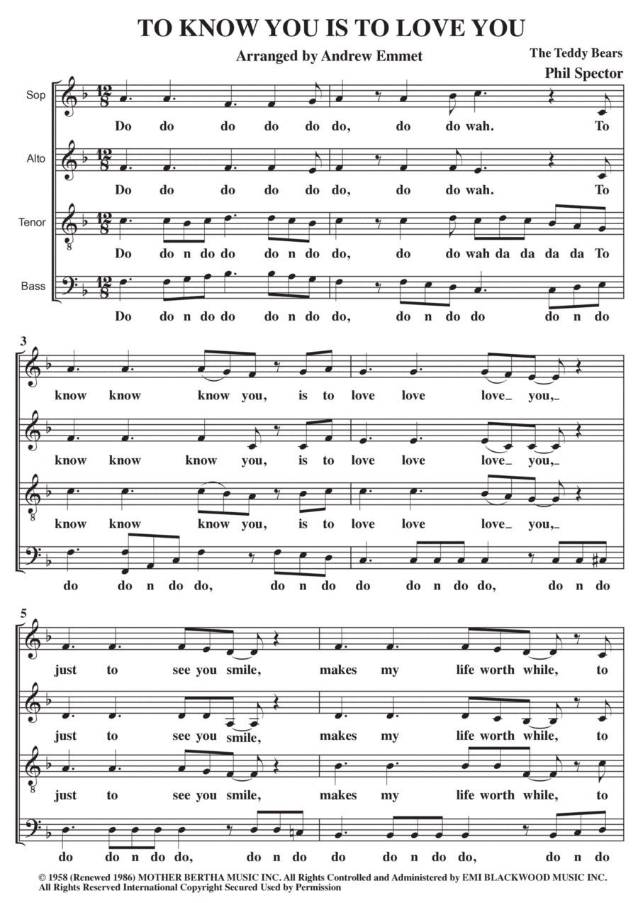 To Know Him Is To Love Him 4-Part scores gallery preview page 1