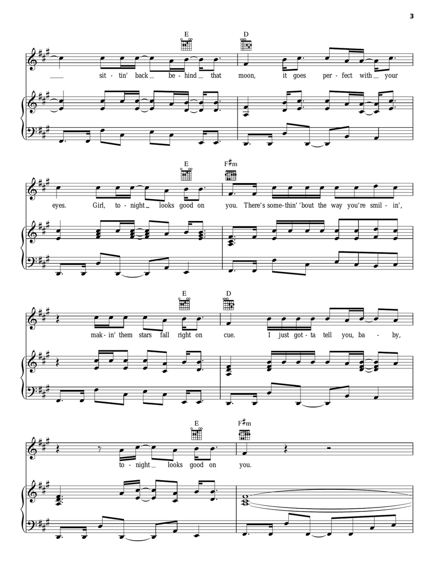 Tonight Looks Good On You Piano, Vocal, Guitar scores gallery preview page 3