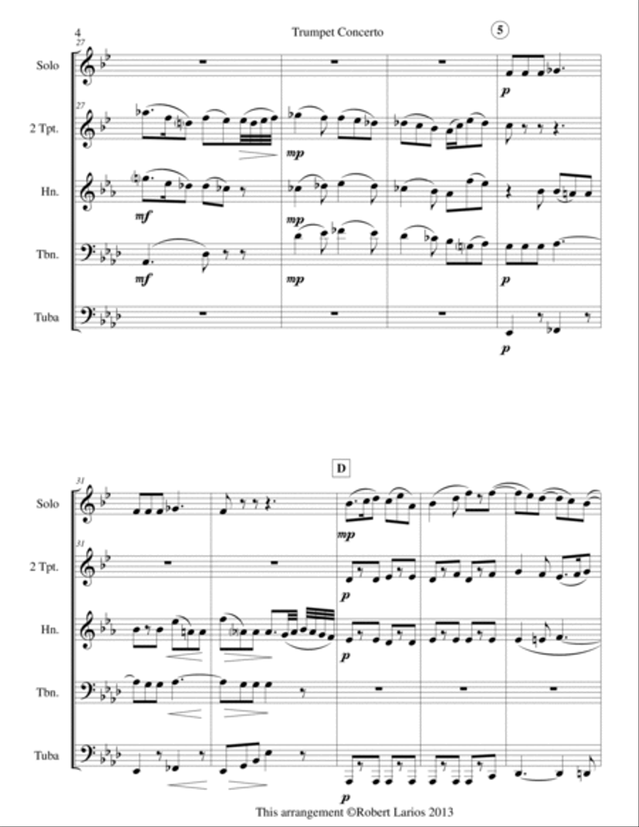 Andante from Concerto for Trumpet Brass Ensemble scores gallery preview page 4
