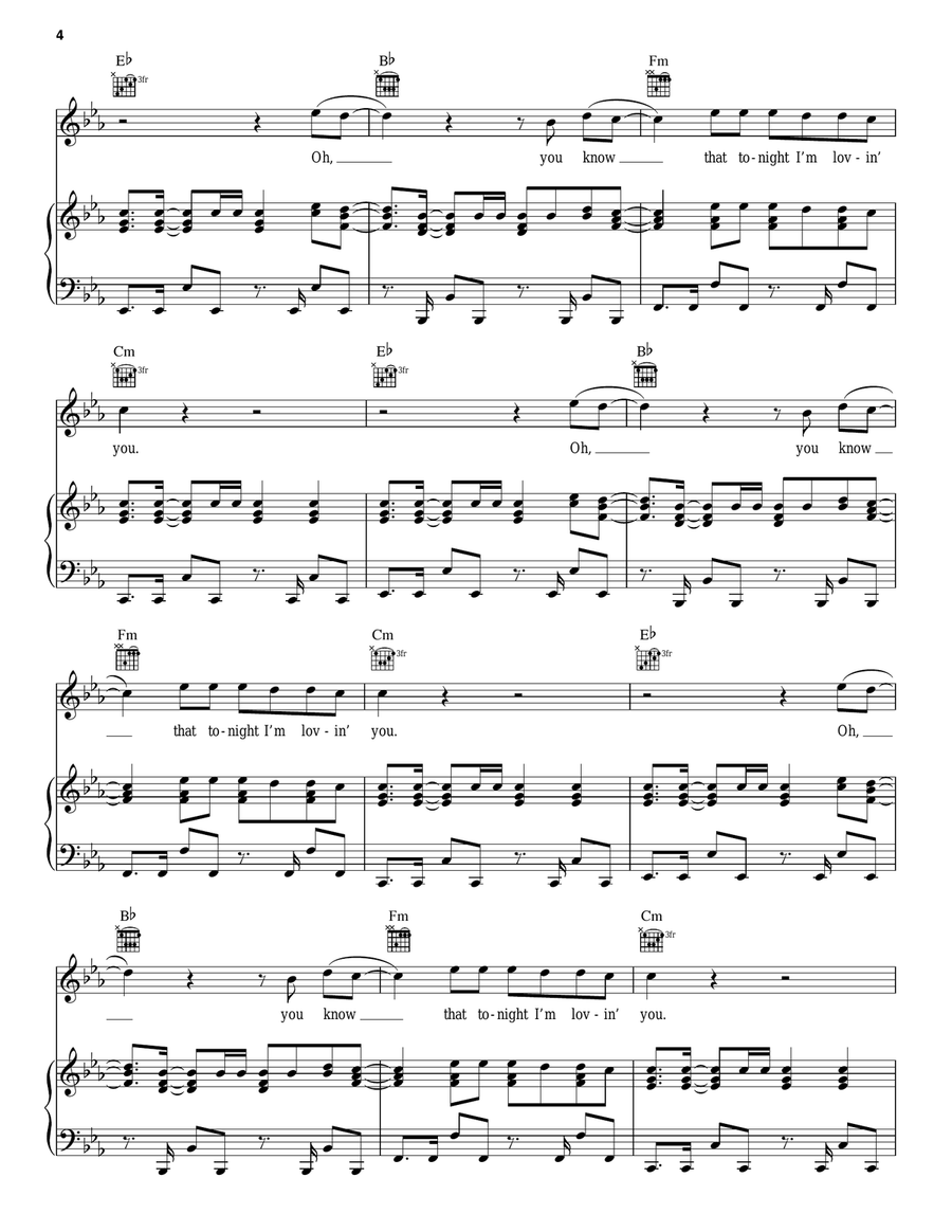 Tonight (I'm Lovin' You) Piano, Vocal, Guitar scores gallery preview page 4