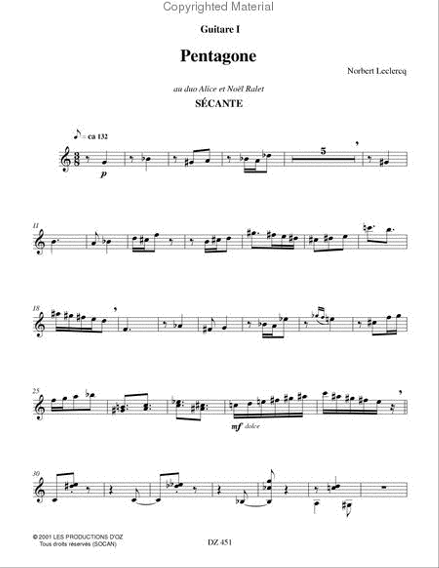 Pentagone - Sécante Classical Guitar scores gallery preview page 2