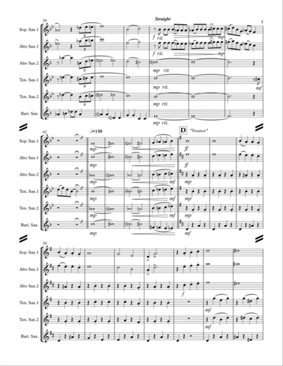 Gershwin Medley (for Saxophone Quintet SATTB or AATTB) Saxophone Quintet scores gallery preview page 4