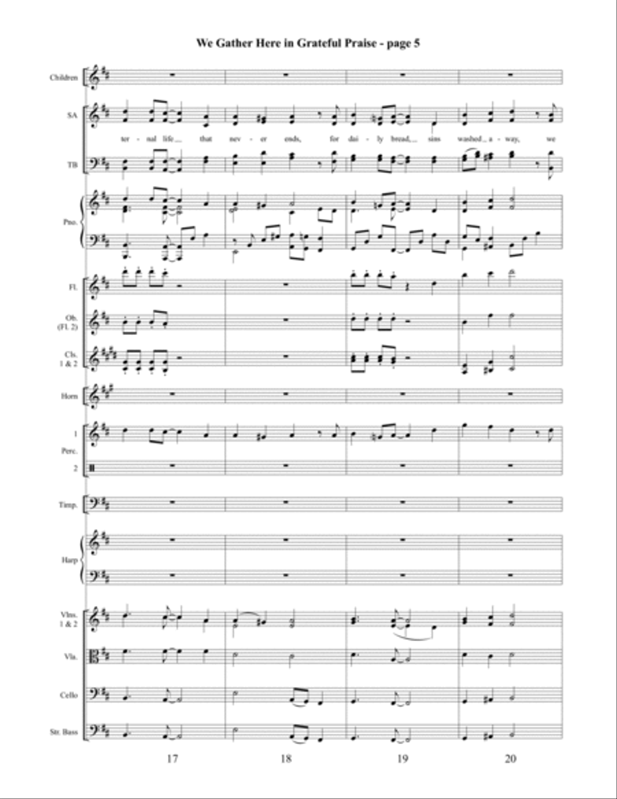 We Gather Here in Grateful Praise Orchestration (Digital) 4-Part scores gallery preview page 6
