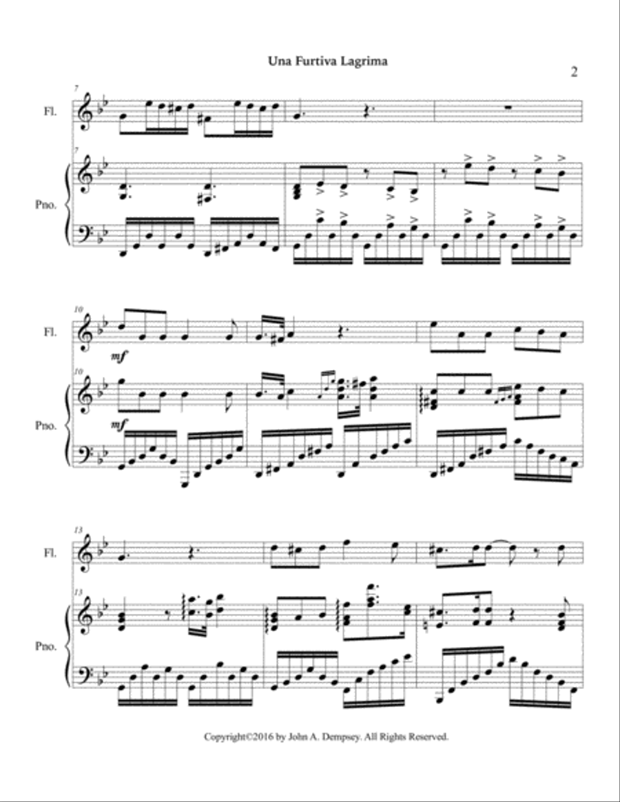 Una Furtiva Lagrima (One Furtive Tear): Flute and Piano Flute Solo scores gallery preview page 4