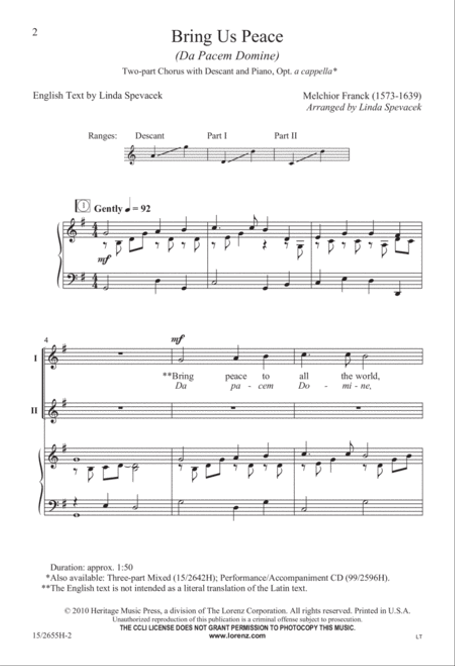 Bring Us Peace A Cappella scores gallery preview page 3