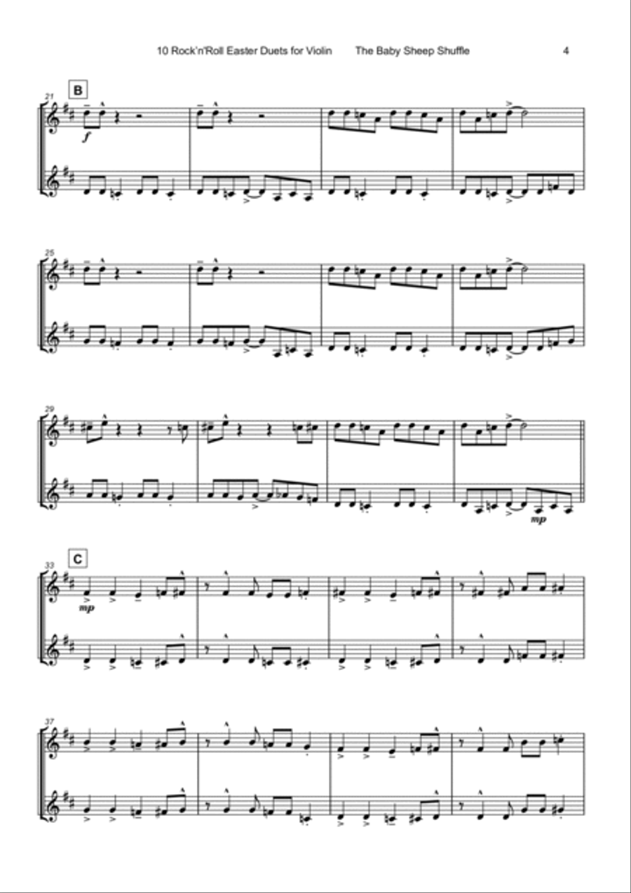 10 Easter Rock'n'Roll Duets for Violin String Duet scores gallery preview page 6