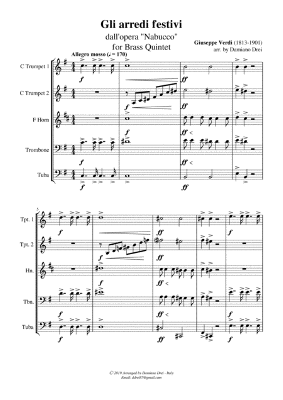 Gli Arredi Festivi from Nabucco - for Brass Quintet Brass Quintet scores gallery preview page 2