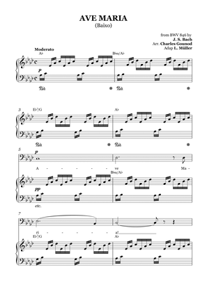 AVE MARIA - Bach/Gounod. For Soloist Bass in A-flat Major with Piano Accompaniment