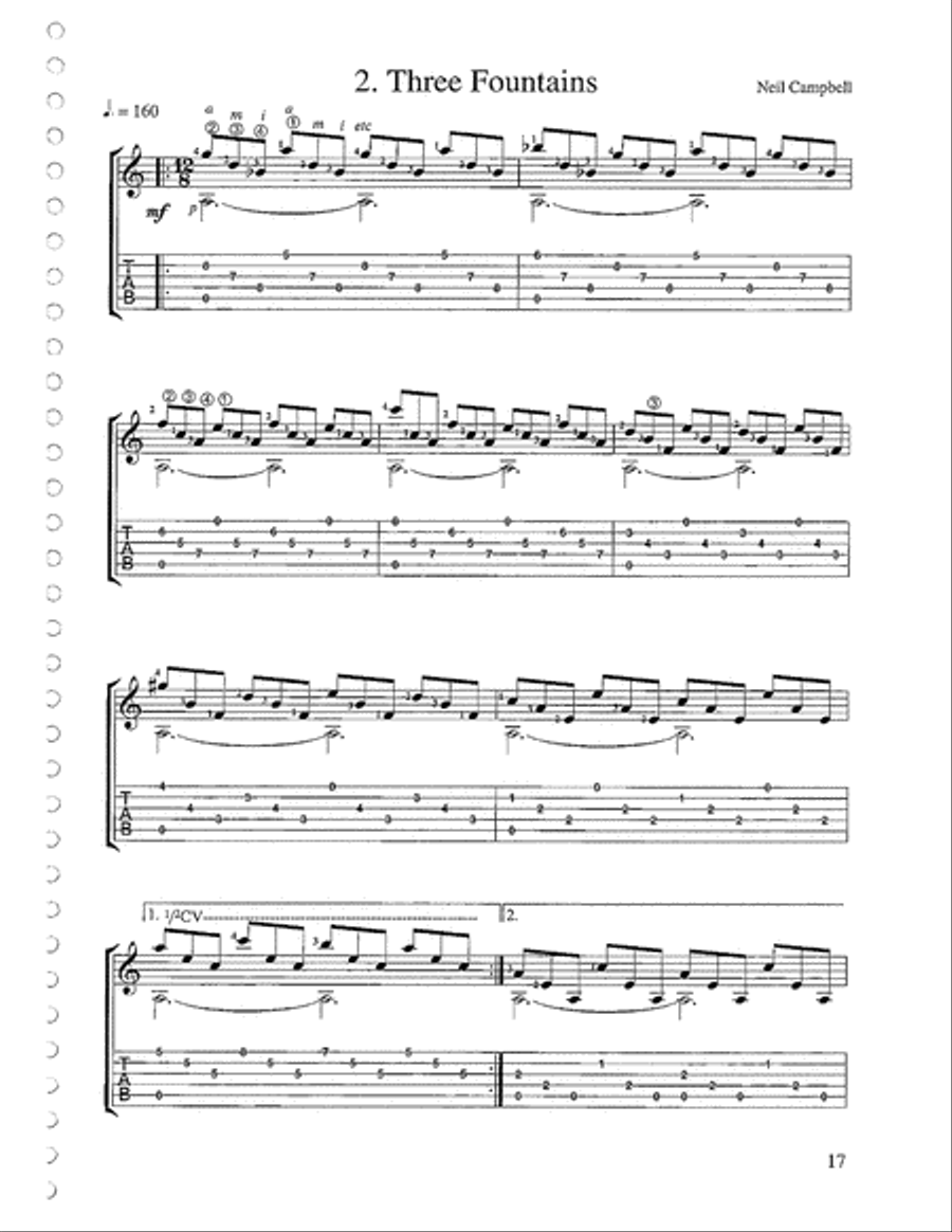 Three Fountains Classical Guitar scores gallery preview page 1
