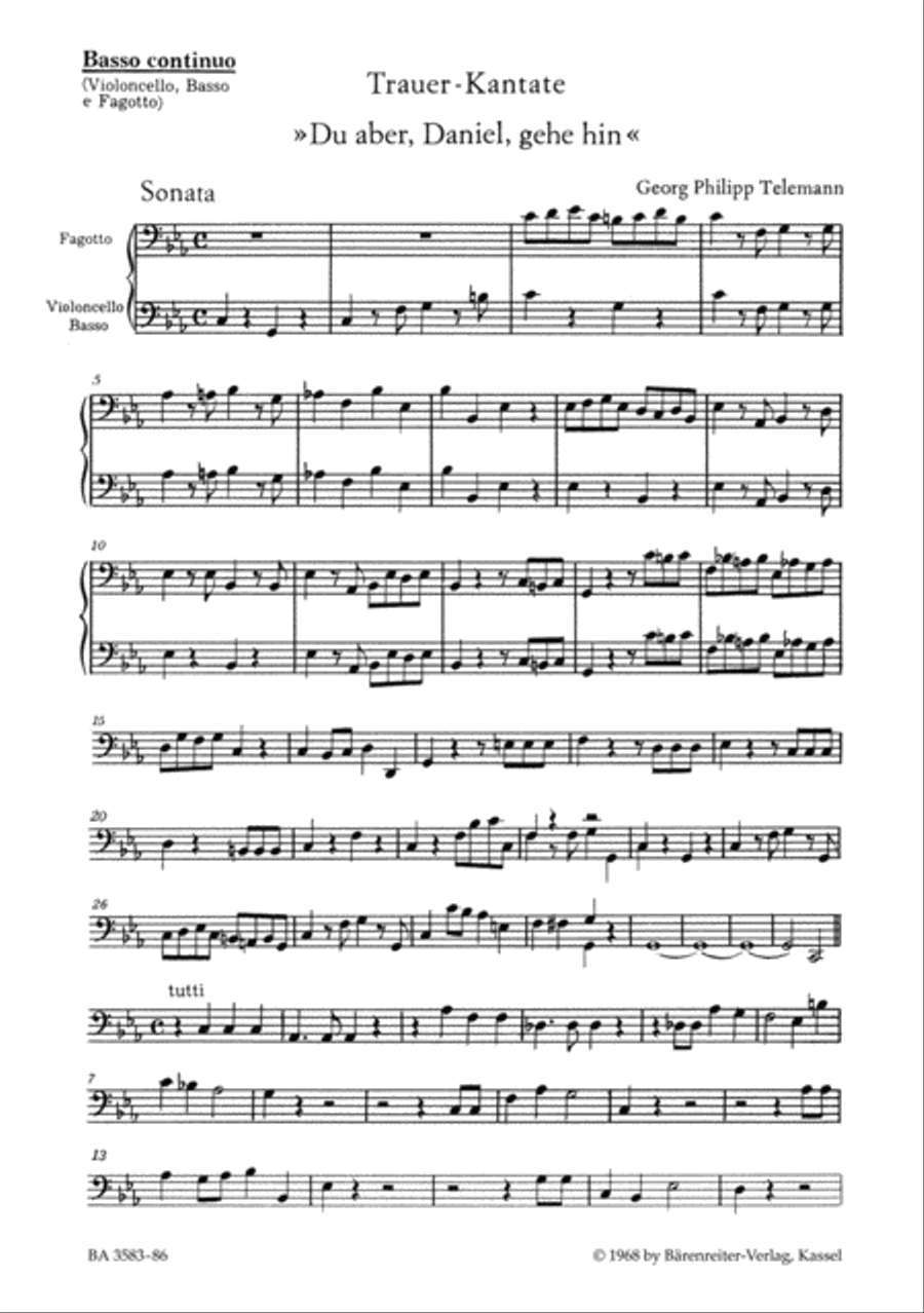 Du aber, Daniel, gehe hin Bassoon scores gallery preview page 1