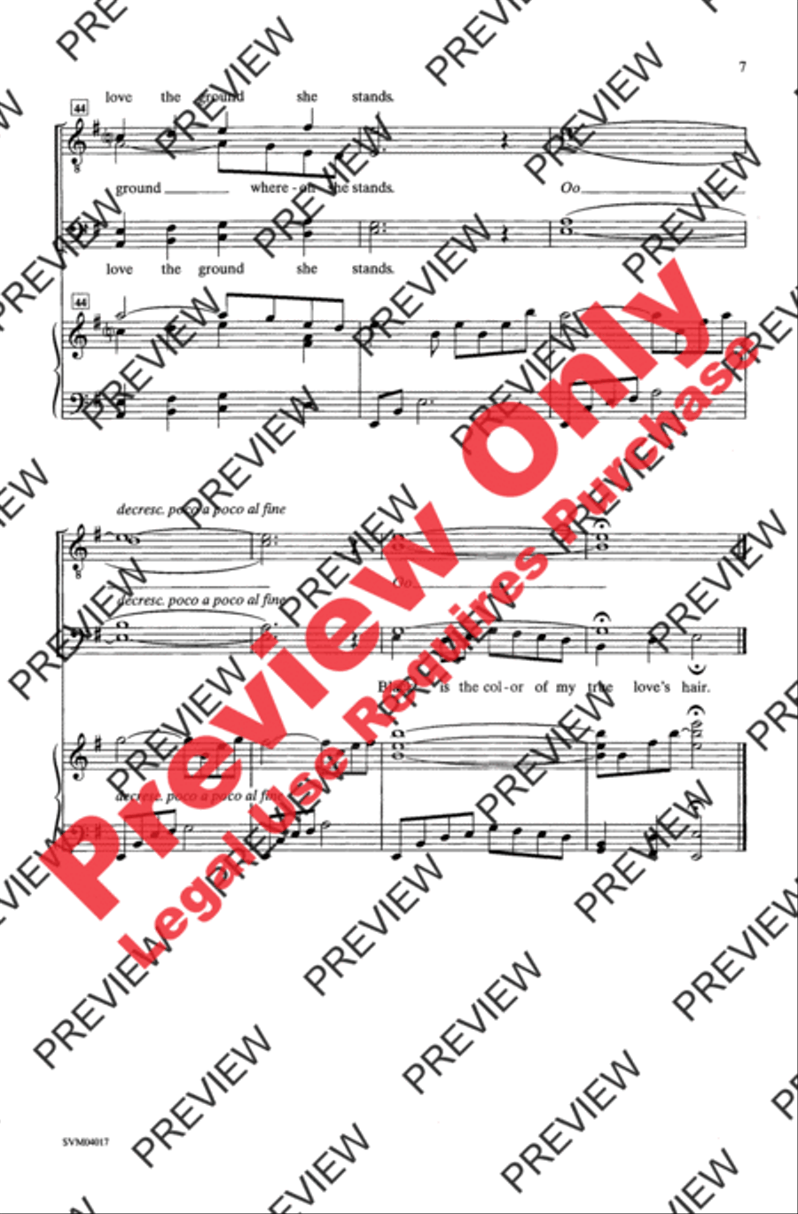 Black Is the Color of My True Love's Hair Men's Choir scores gallery preview page 7