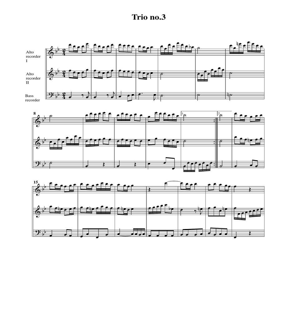 11 trios for organ (Arrangements for 3 recorders (AAB)) - Score Only
