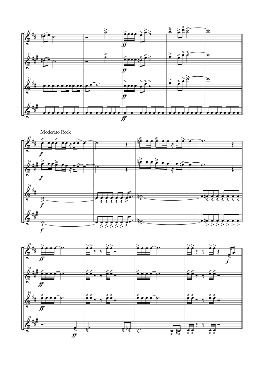 Gonna Fly Now Woodwind Quartet scores gallery preview page 5