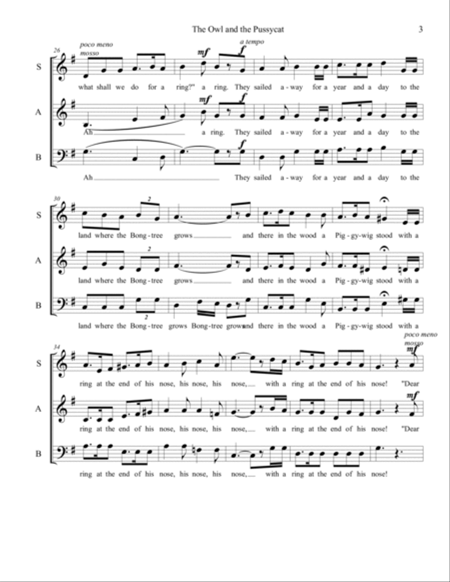 The Owl and the Pussycat 3-Part scores gallery preview page 3