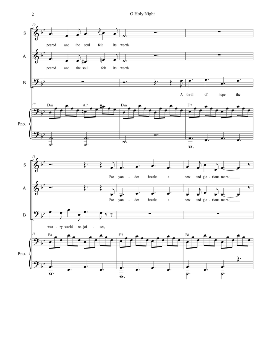 O Holy Night (for SAB - Medium/Low Key) 3-Part scores gallery preview page 3