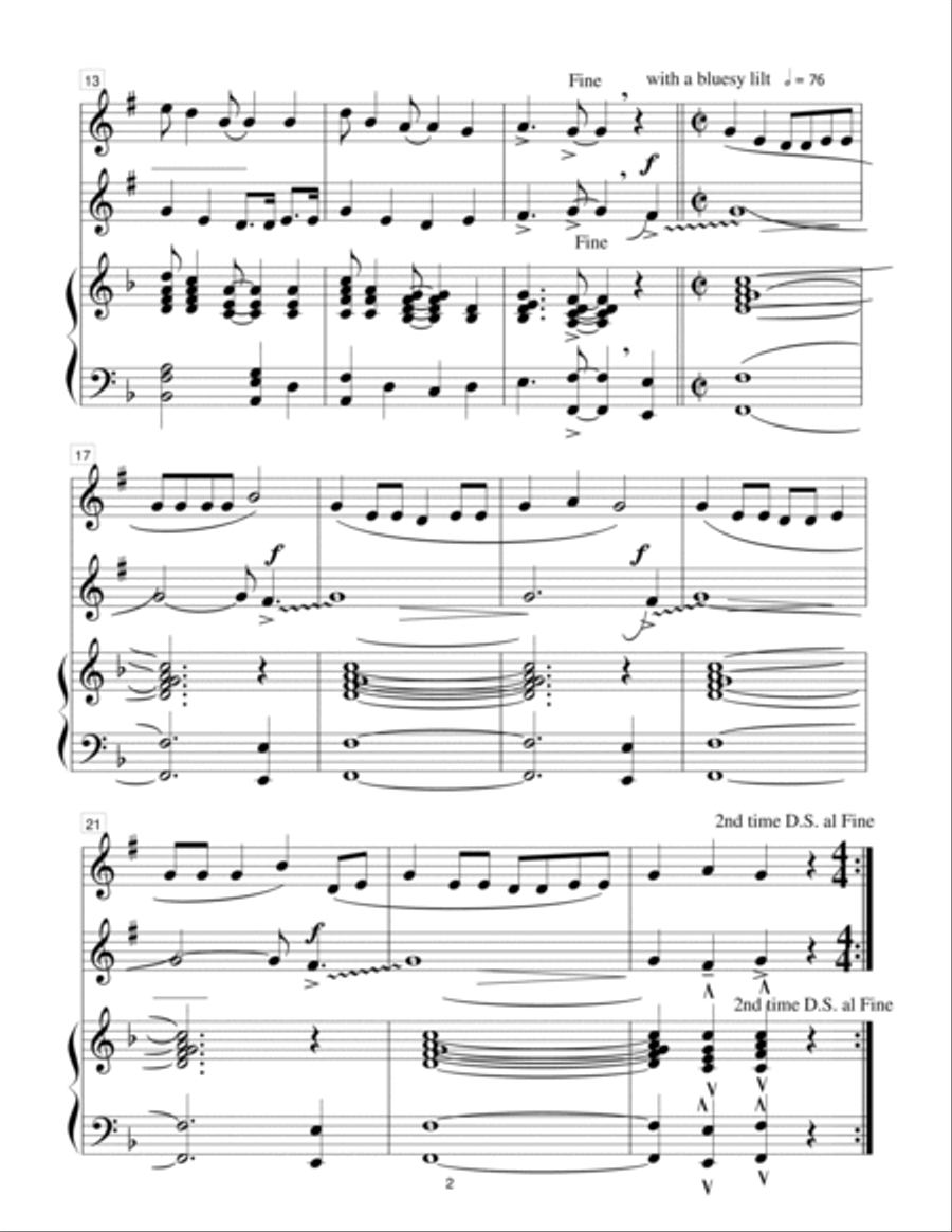 Flyin', Flyin' - trumpet/bass clarinet duet with piano Clarinet Duet scores gallery preview page 2