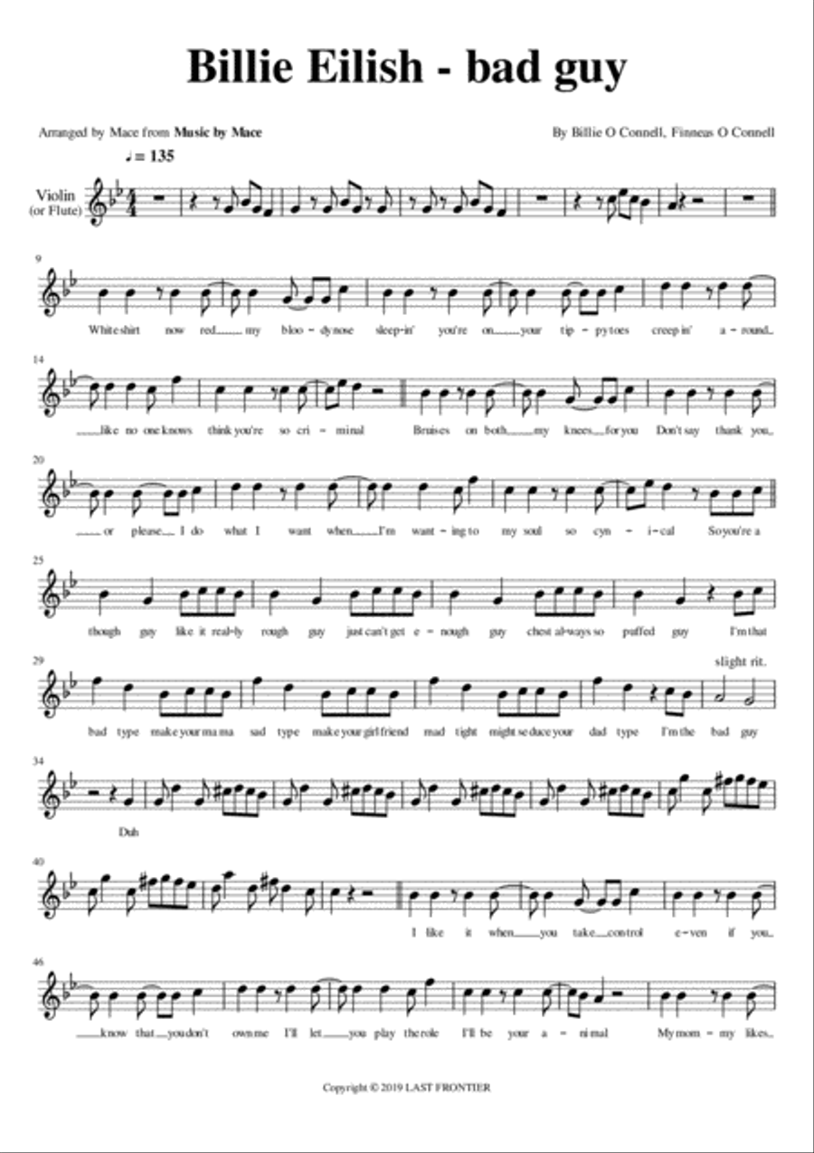 Bad Guy Flute scores gallery preview page 1