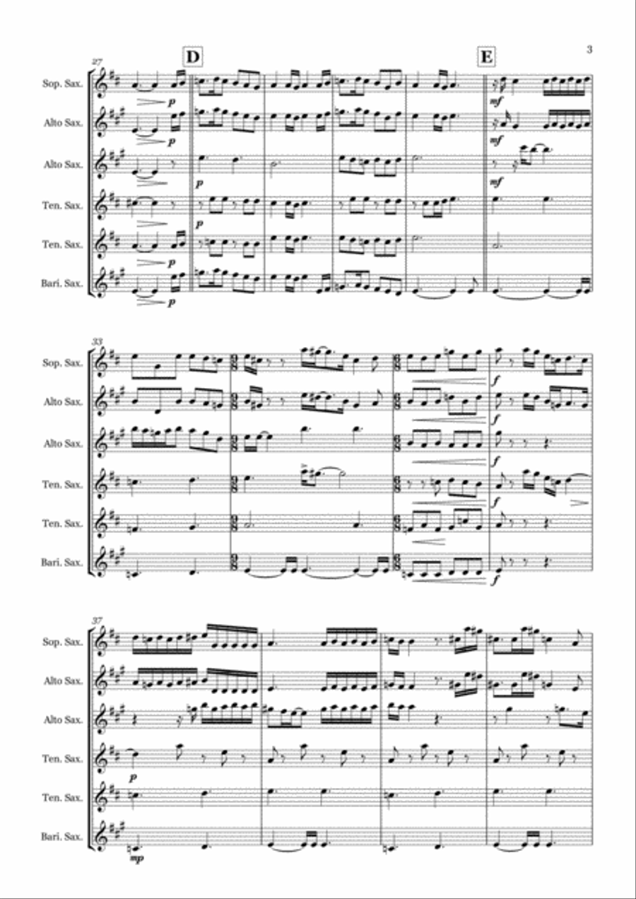 Kiss From A Rose Saxophone Quintet scores gallery preview page 3