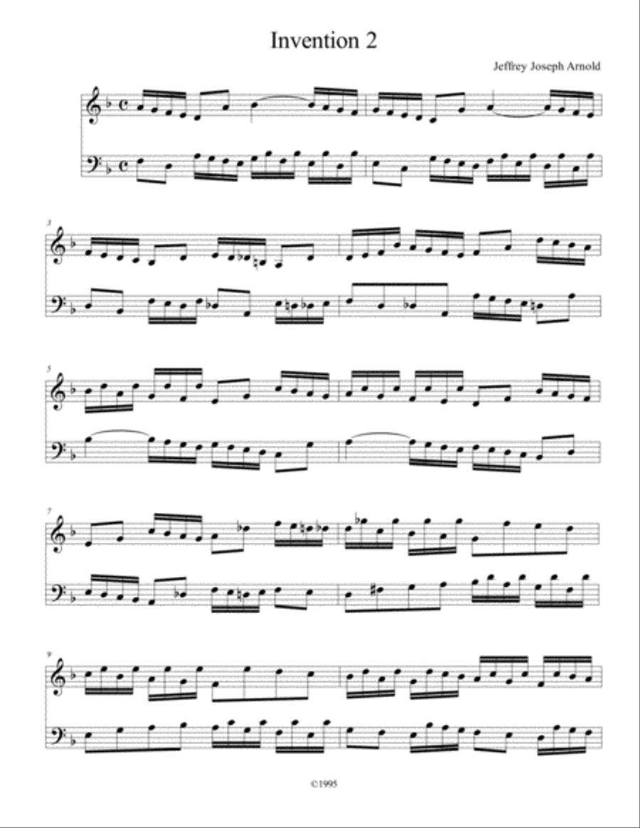 Two part Invention No. 2 in D minor of Jeffrey Joseph Arnold (Classical style) Piano Method scores gallery preview page 1